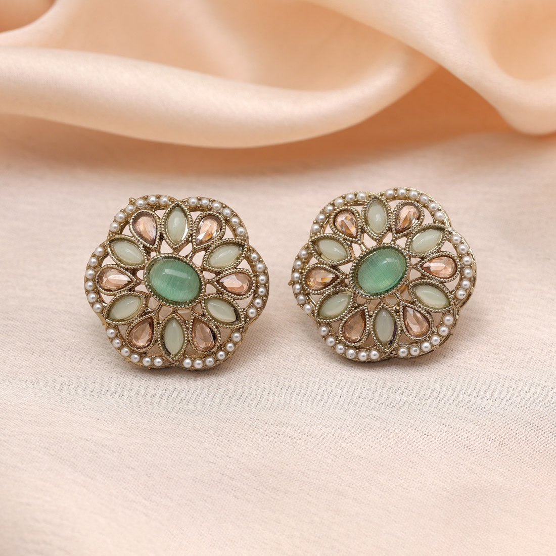 Zesty Pista Green Color Tops Stud Earrings