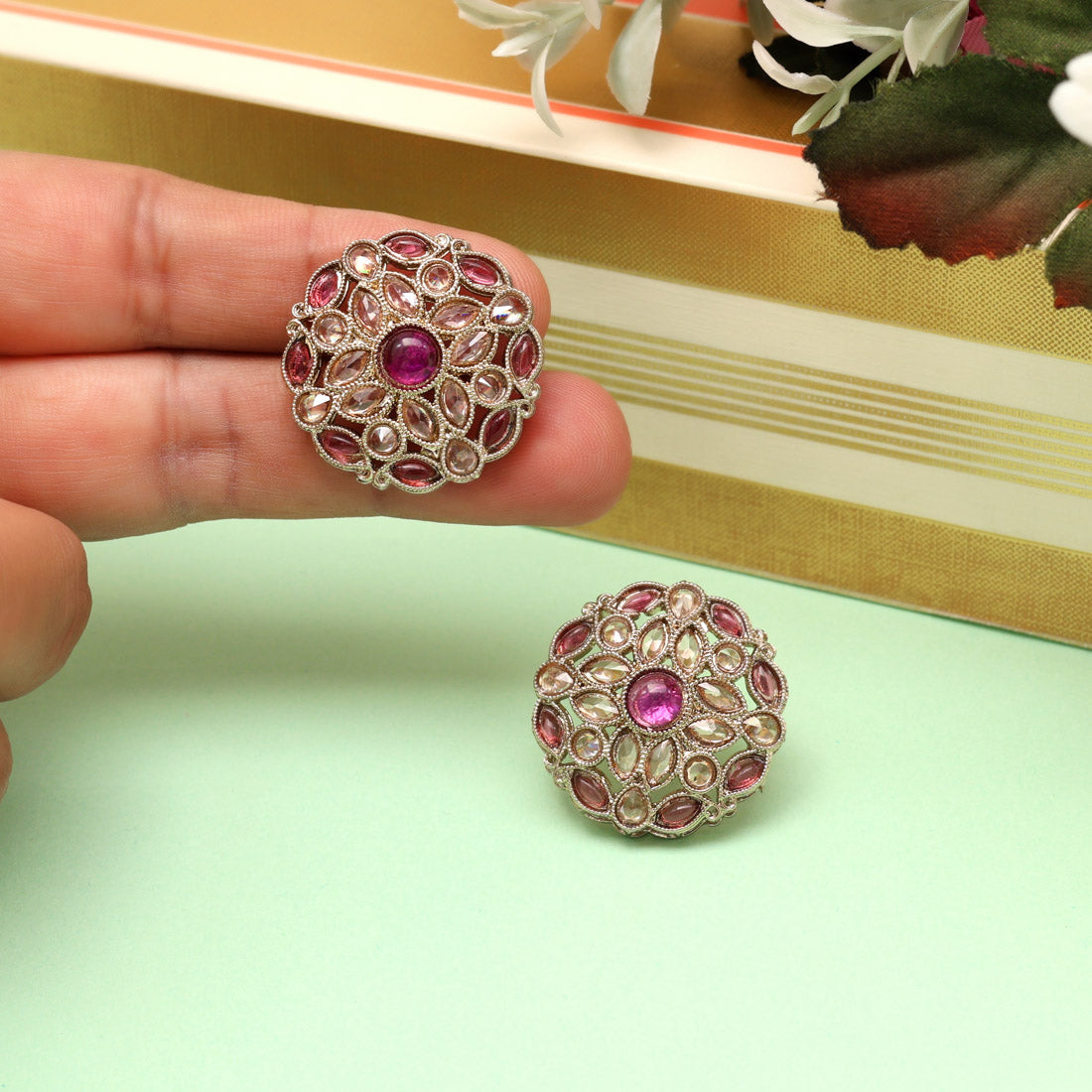 Petal Pink Color Tops Stud Earrings