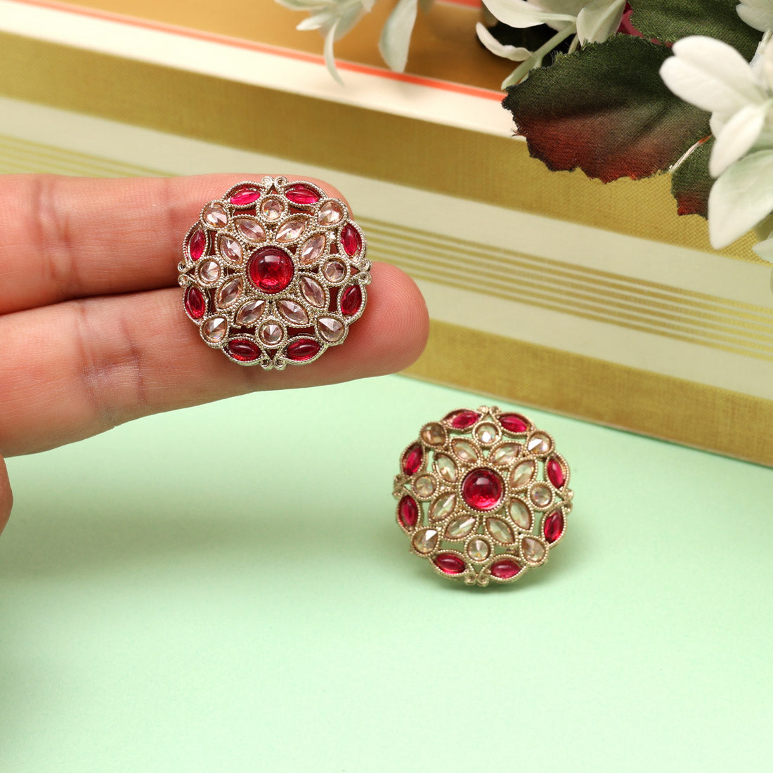 Petal Pink Color Tops Stud Earrings