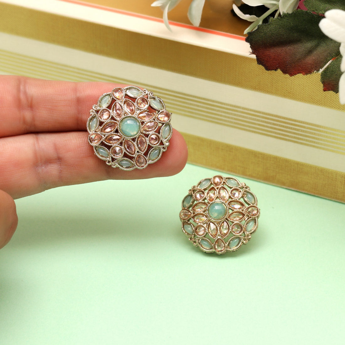 Petal Pink Color Tops Stud Earrings