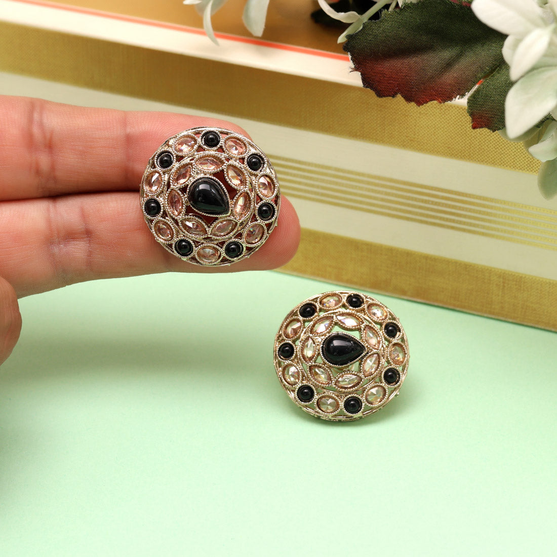 Rose Pink Color Tops Stud Earrings