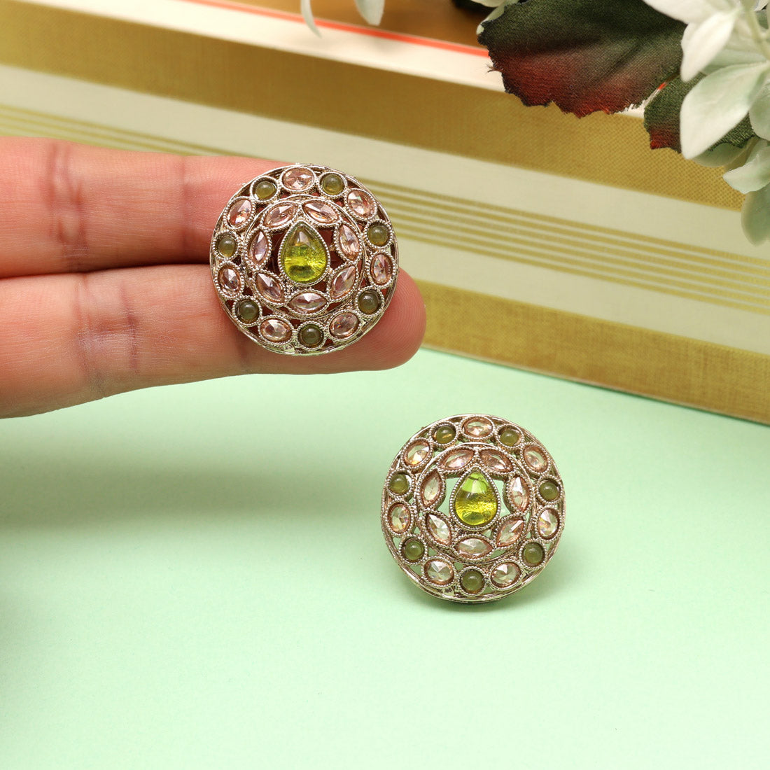 Rose Pink Color Tops Stud Earrings