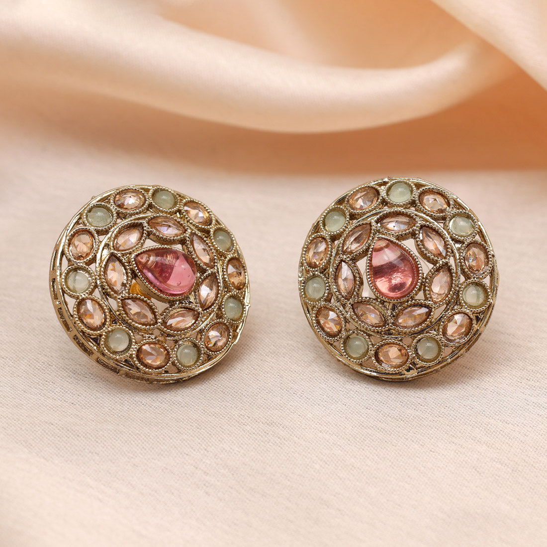 Rose Pink Color Tops Stud Earrings