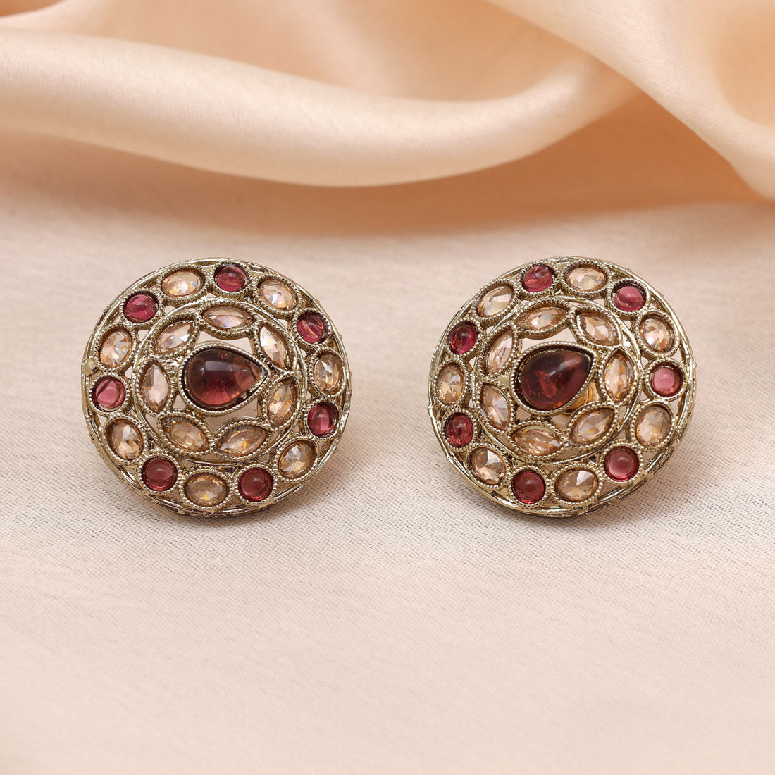 Rose Pink Color Tops Stud Earrings