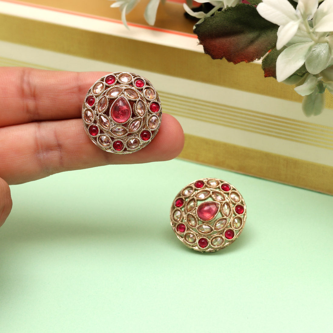 Rose Pink Color Tops Stud Earrings