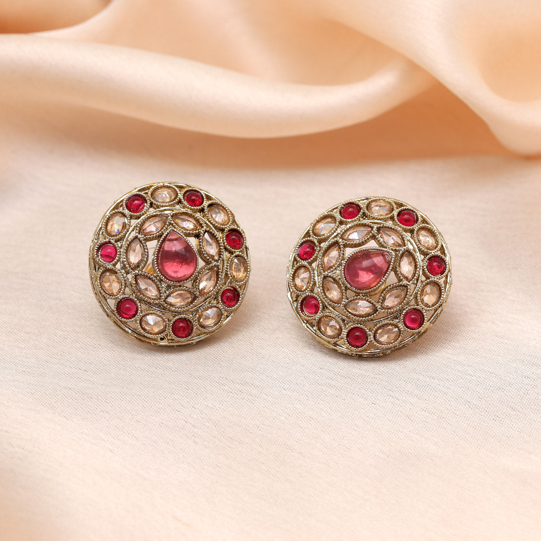 Rose Pink Color Tops Stud Earrings