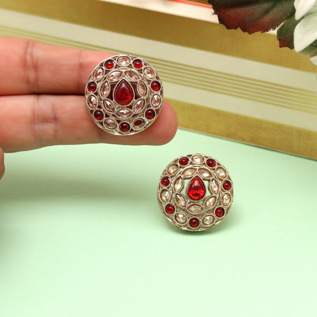 Rose Pink Color Tops Stud Earrings
