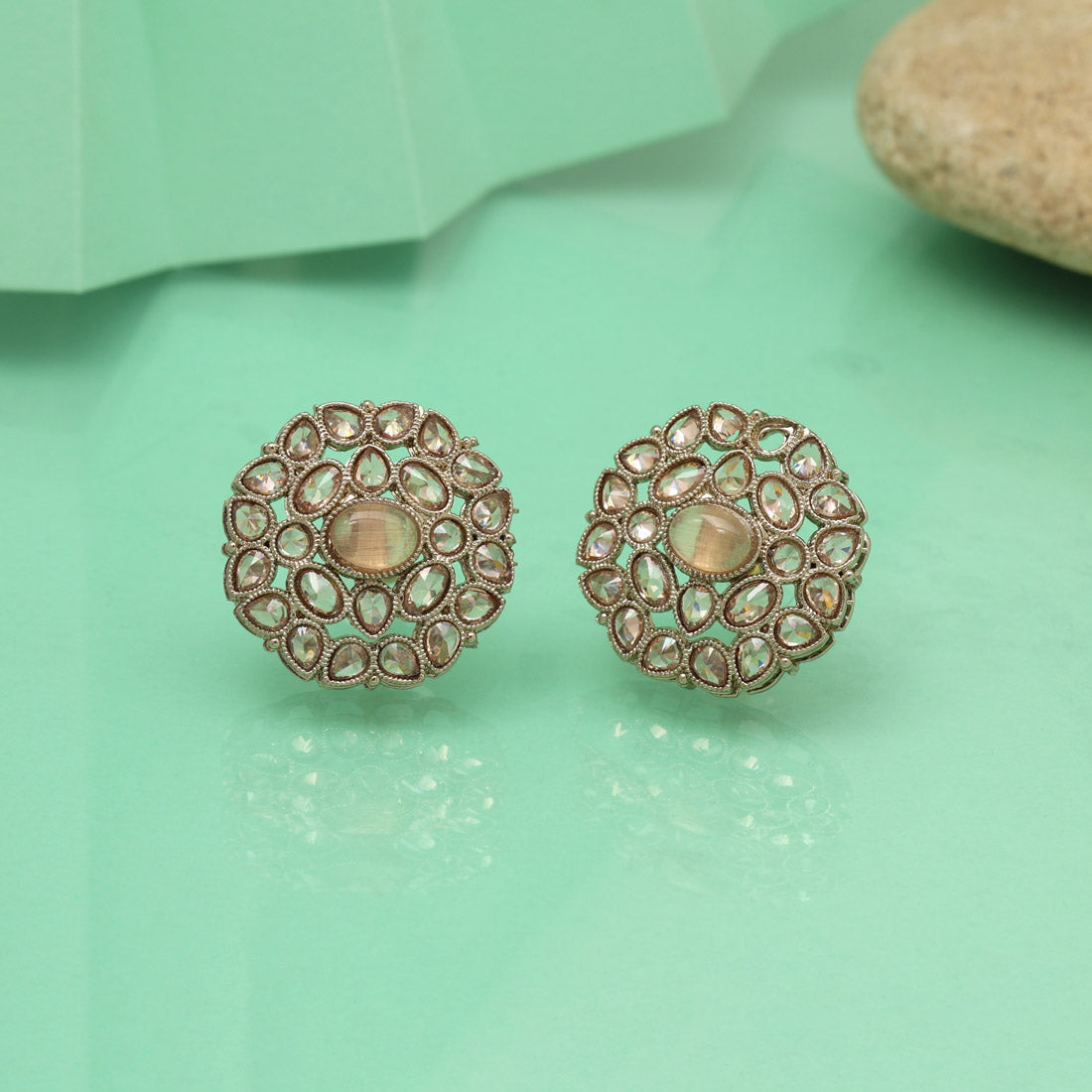 Gleaming Gold Color Tops Stud Earrings