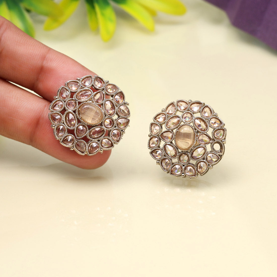 Gleaming Gold Color Tops Stud Earrings