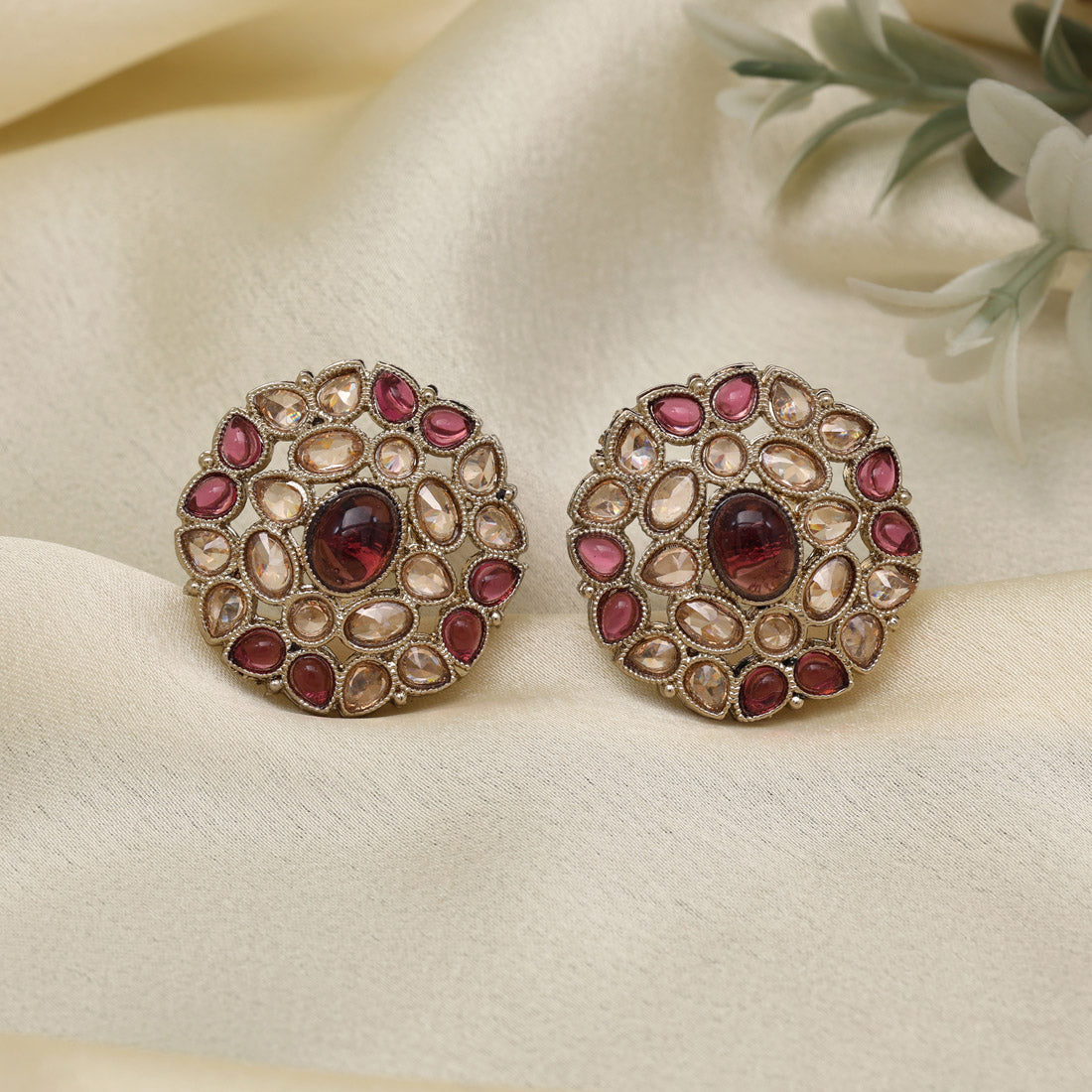 Regal Purple Color Tops Stud Earrings