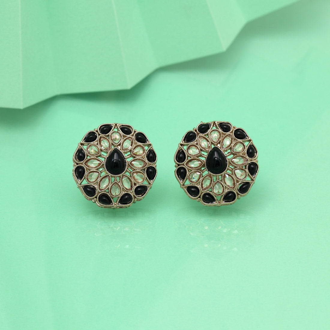 Jet Black Color Tops Stud Earrings