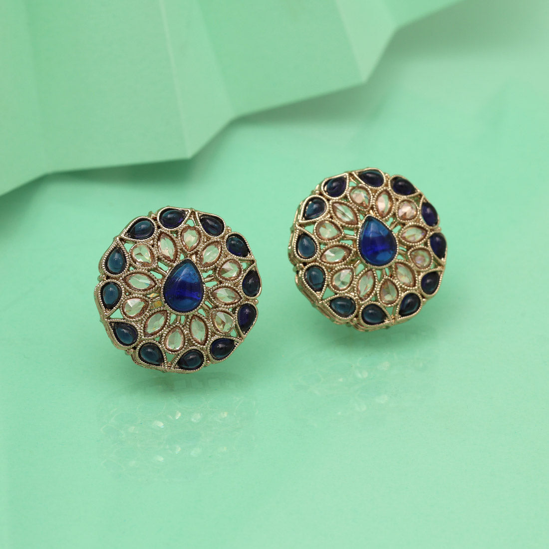Ocean Blue Color Tops Stud Earrings