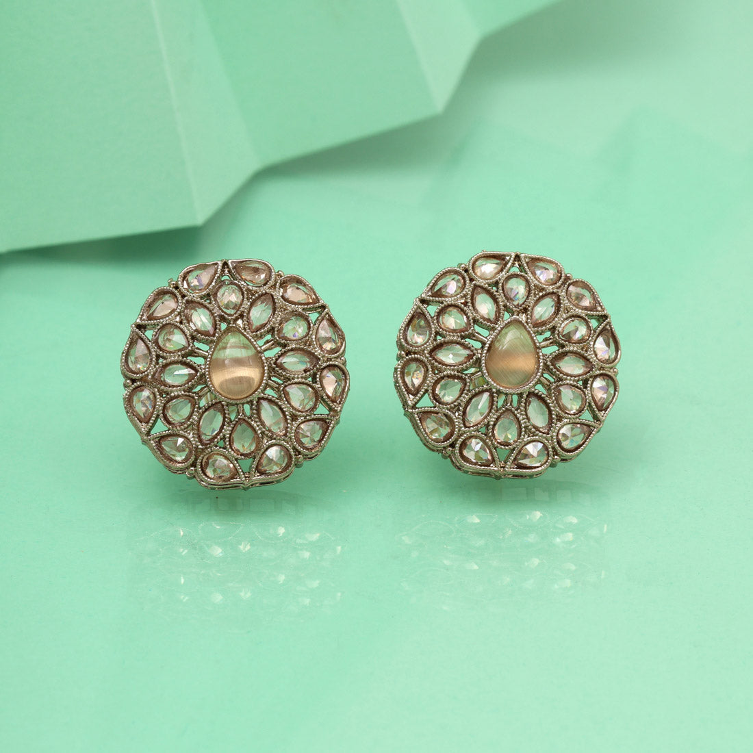 Polished Gold Color Tops Stud Earrings