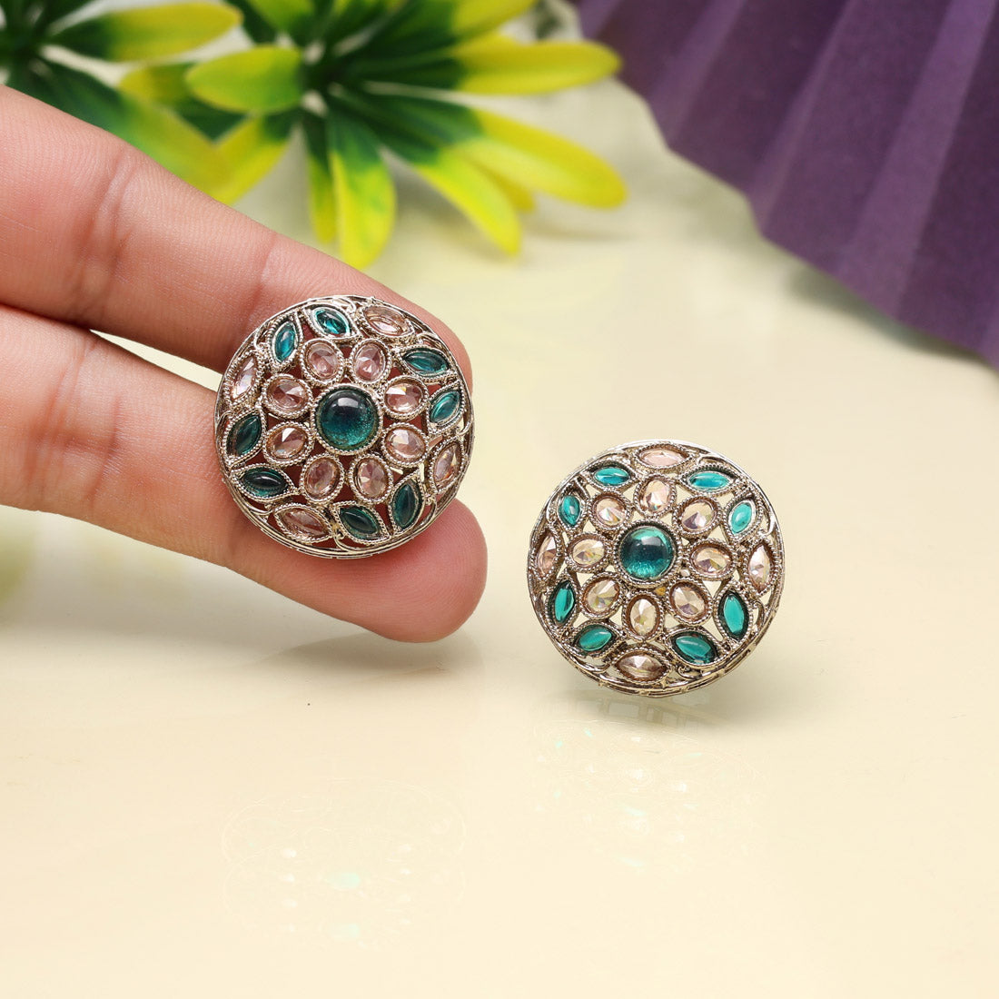 Cool Firozi Color Tops Stud Earrings