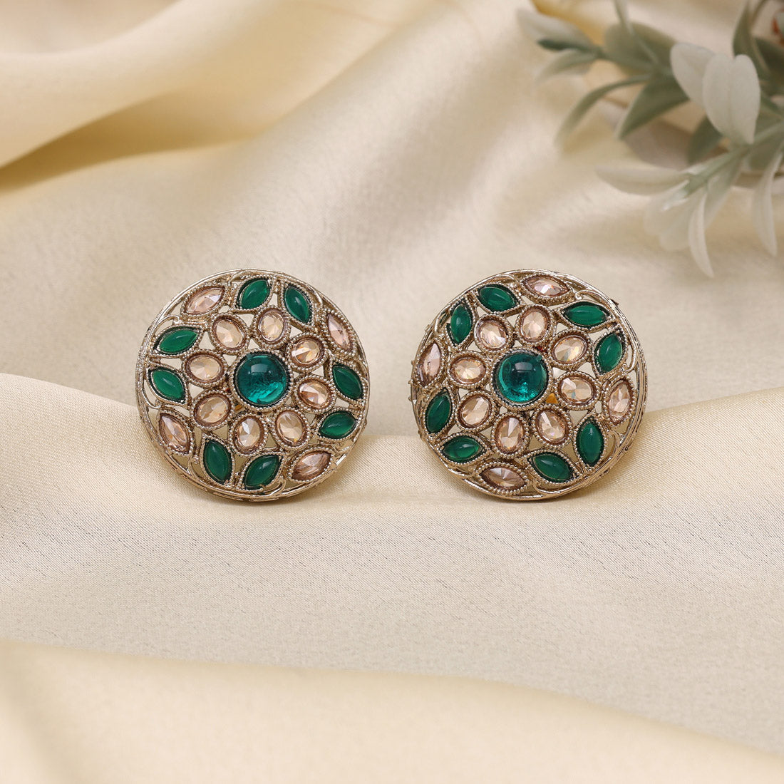 Lime Green Color Tops Stud Earrings