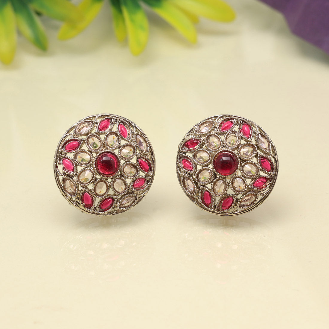 Vibrant Rani Color Tops Stud Earrings