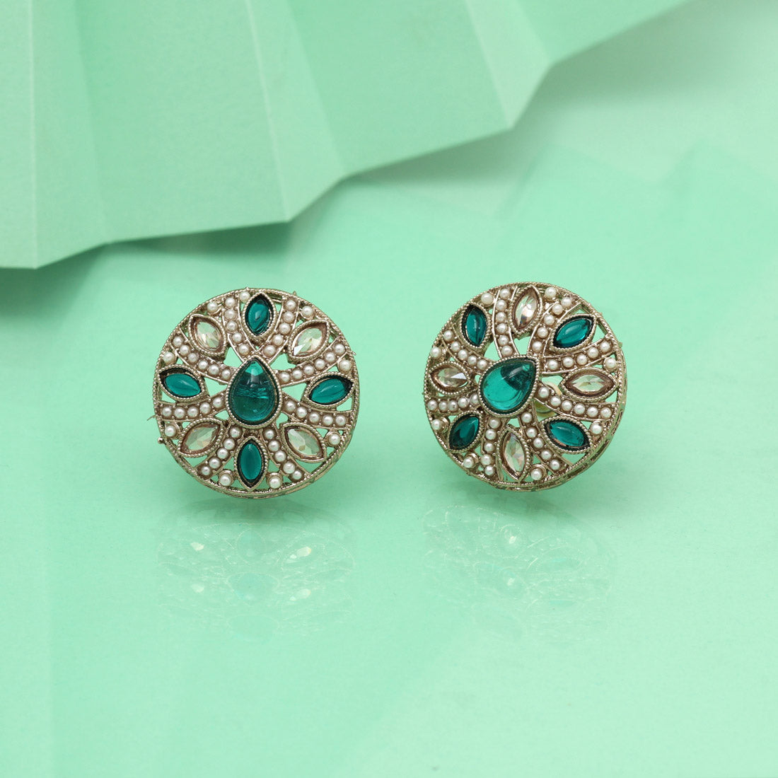 Bright Firozi Color Tops Stud Earrings
