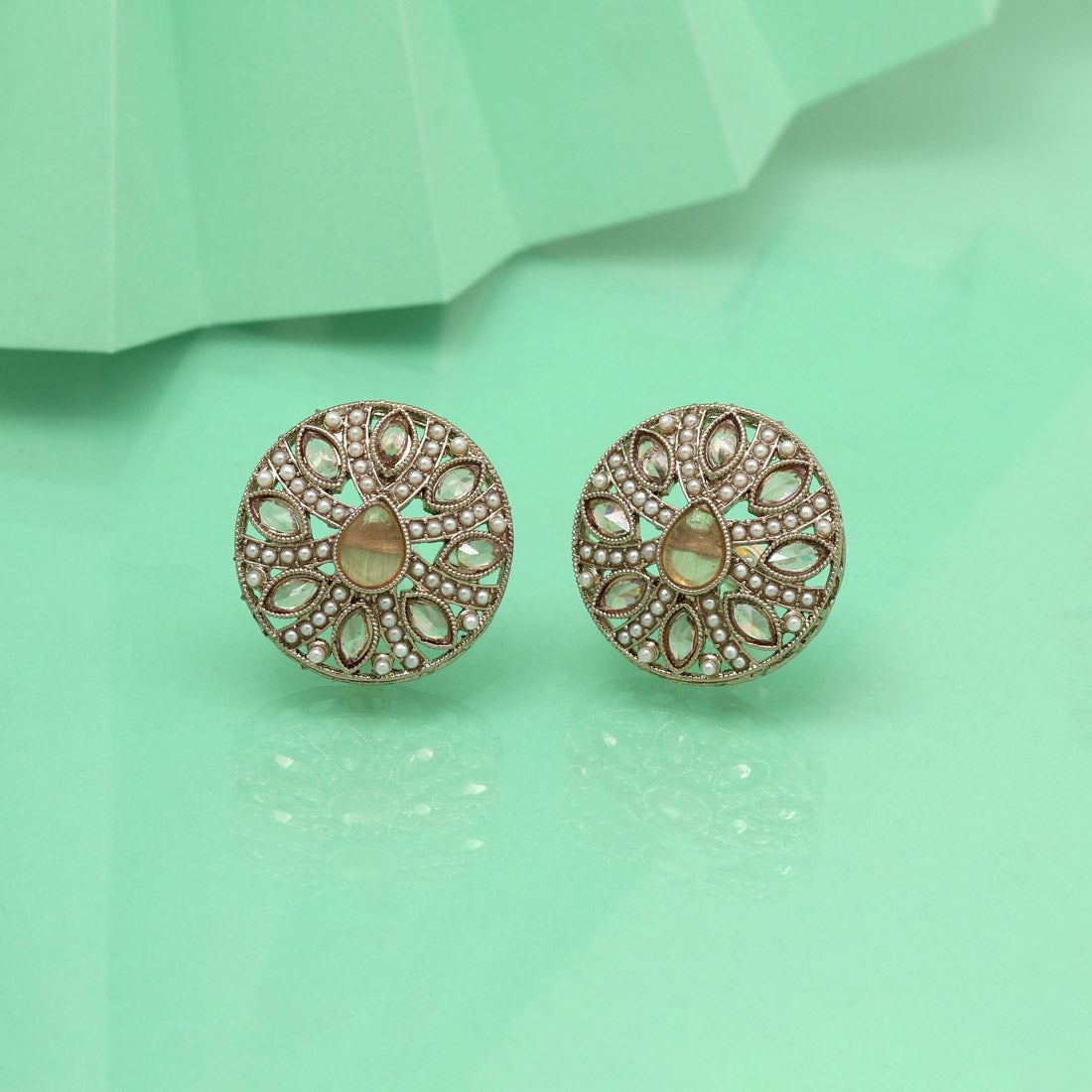 Sparkling Gold Color Tops Stud Earrings