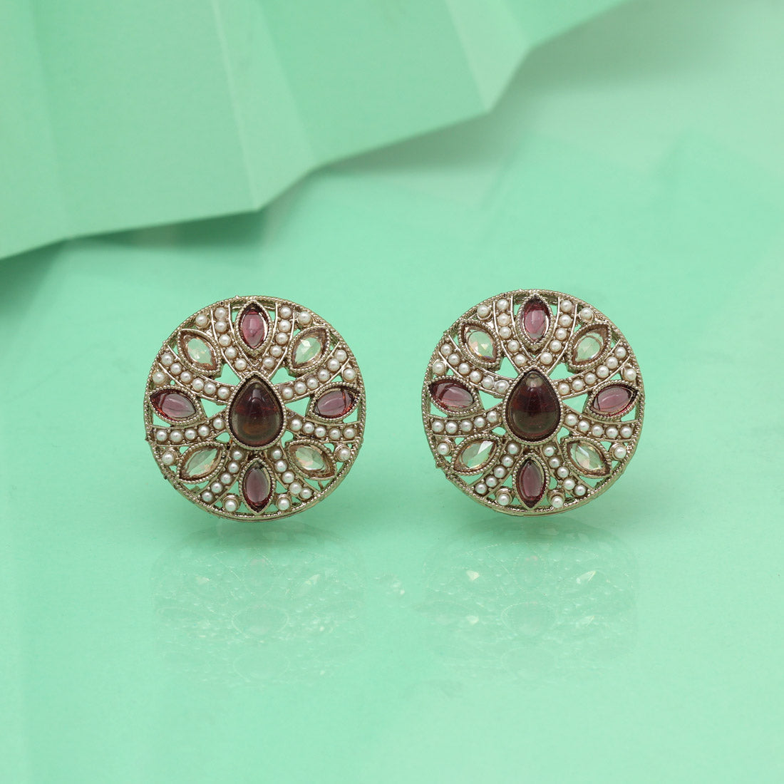 Royal Purple Color Tops Stud Earrings