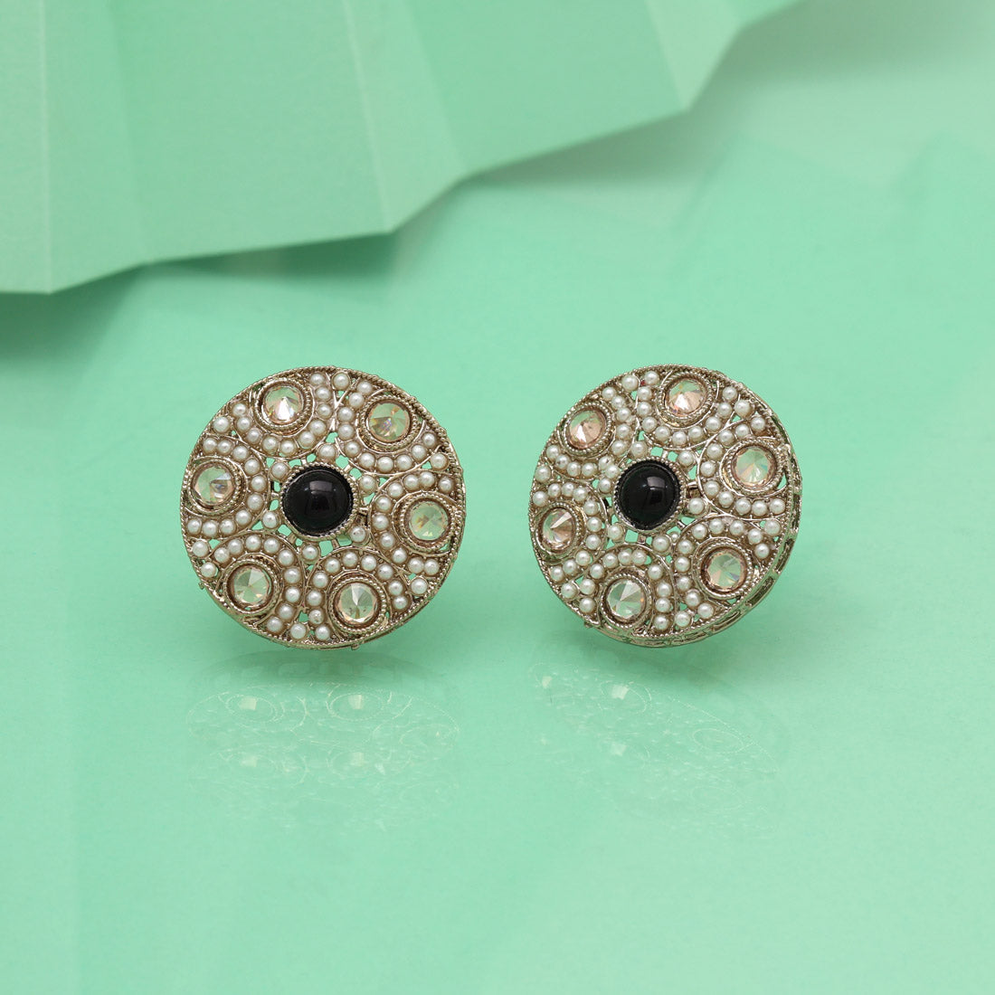Matte Black Color Tops Stud Earrings