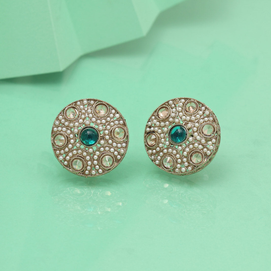 Teal Firozi Color Tops Stud Earrings