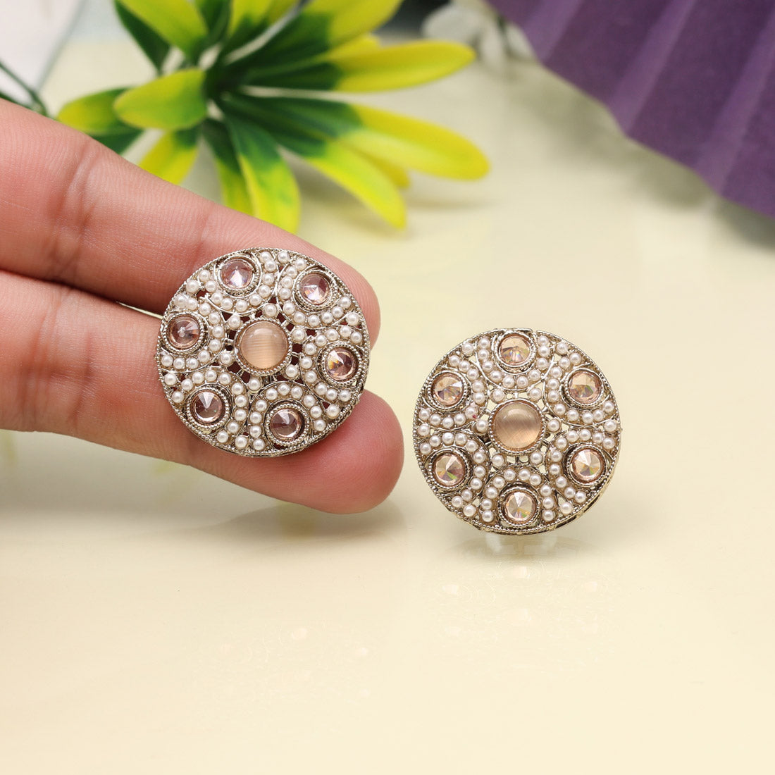 Polished Gold Color Tops Stud Earrings