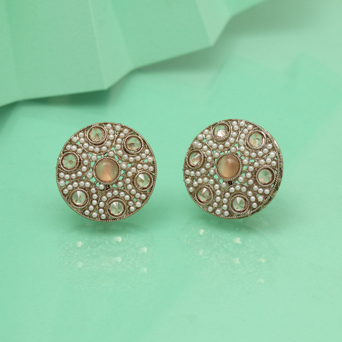 Polished Gold Color Tops Stud Earrings