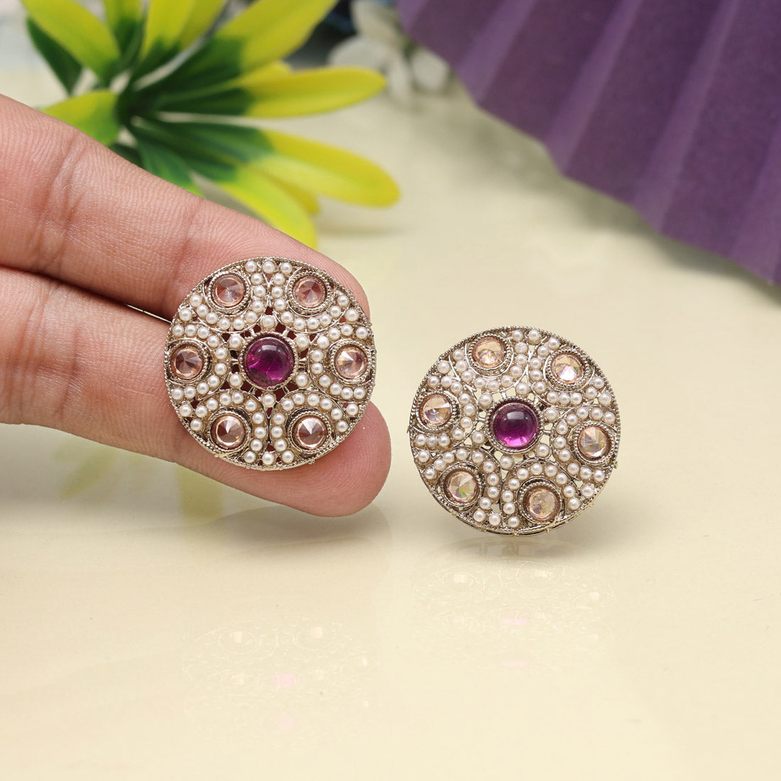 Orchid Purple Color Tops Stud Earrings