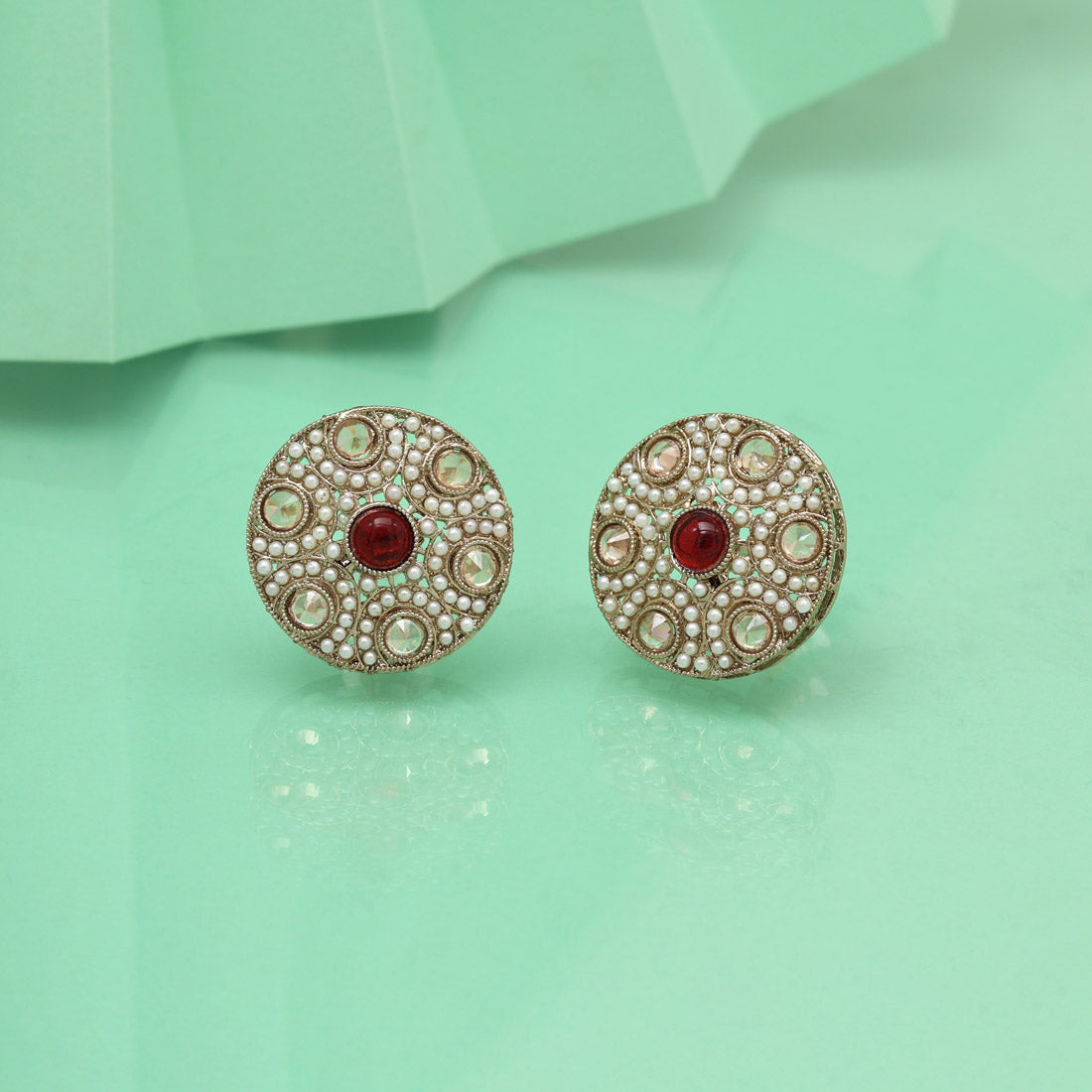 Passion Red Color Tops Stud Earrings
