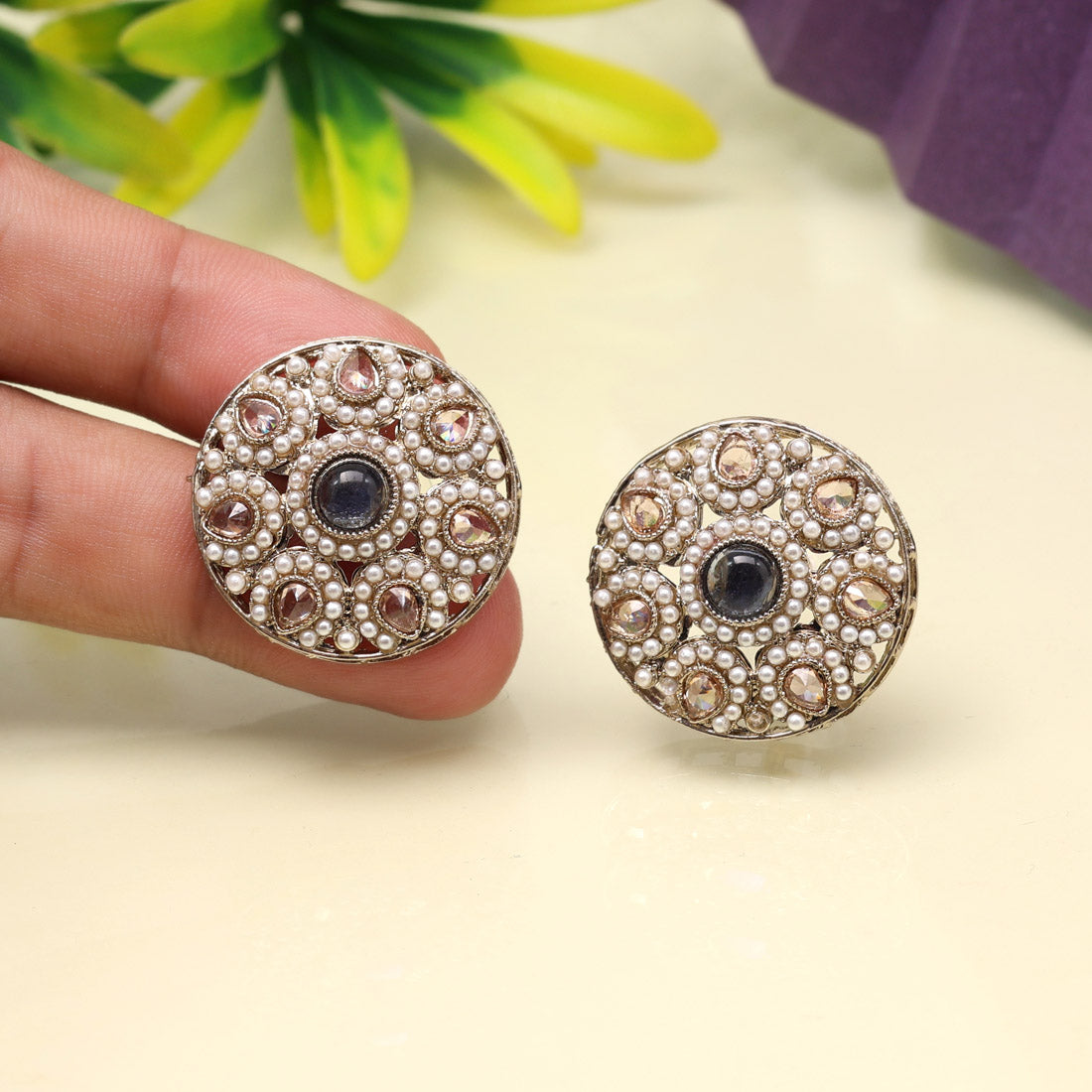 Marine Blue Color Tops Stud Earrings