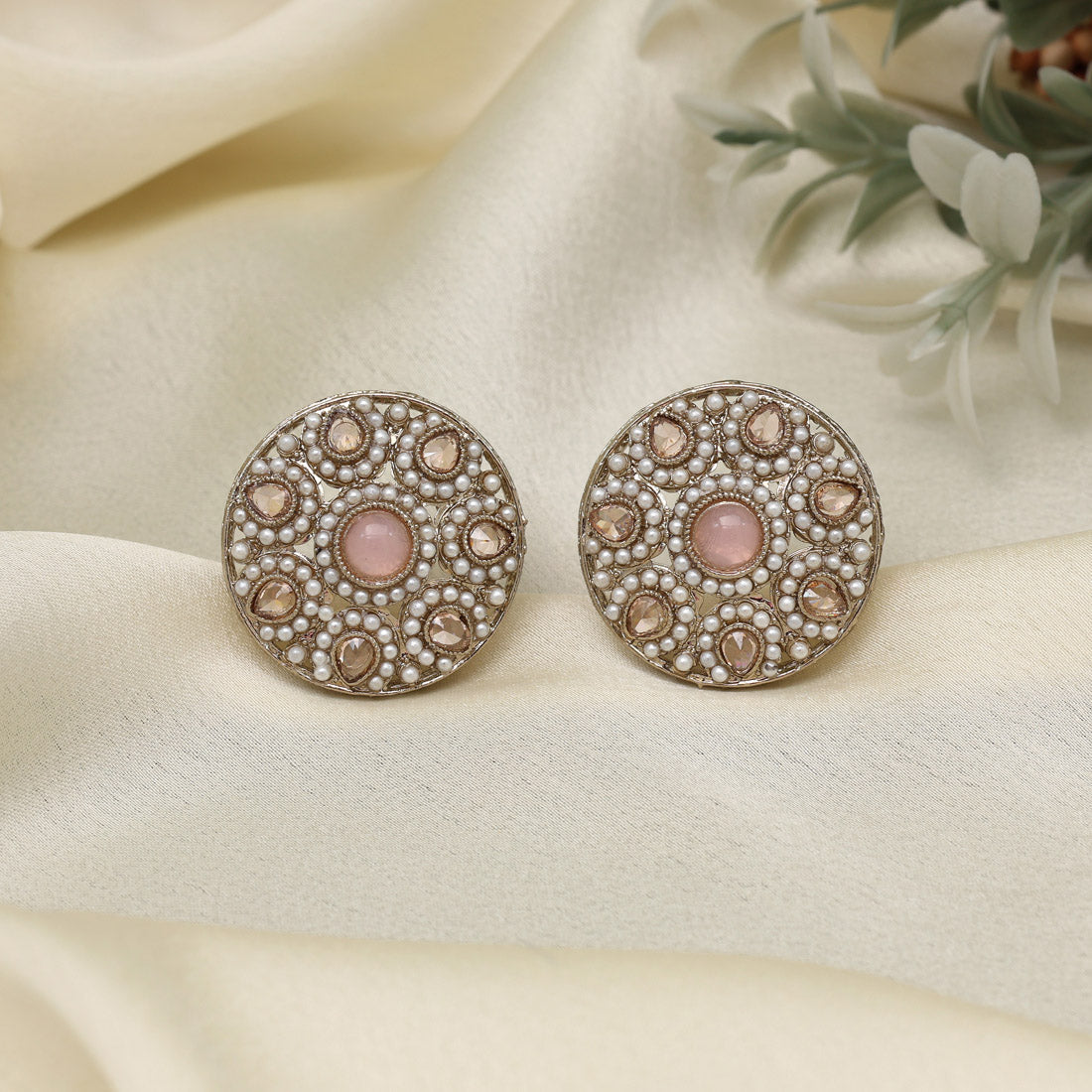 Candy Pink Color Tops Stud Earrings