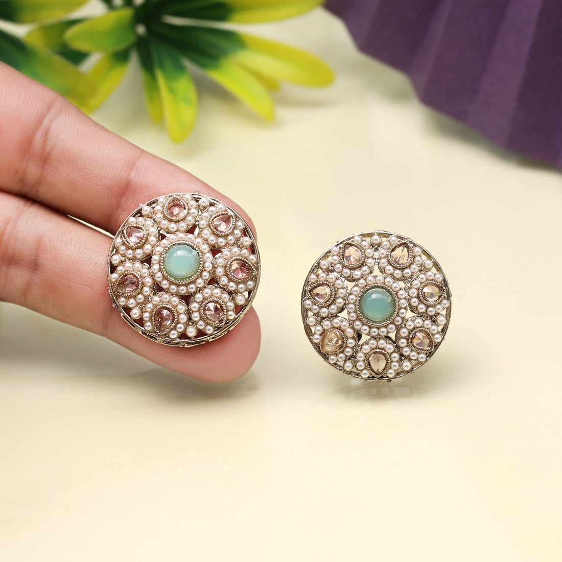 Breeze Sky Blue Color Tops Stud Earrings