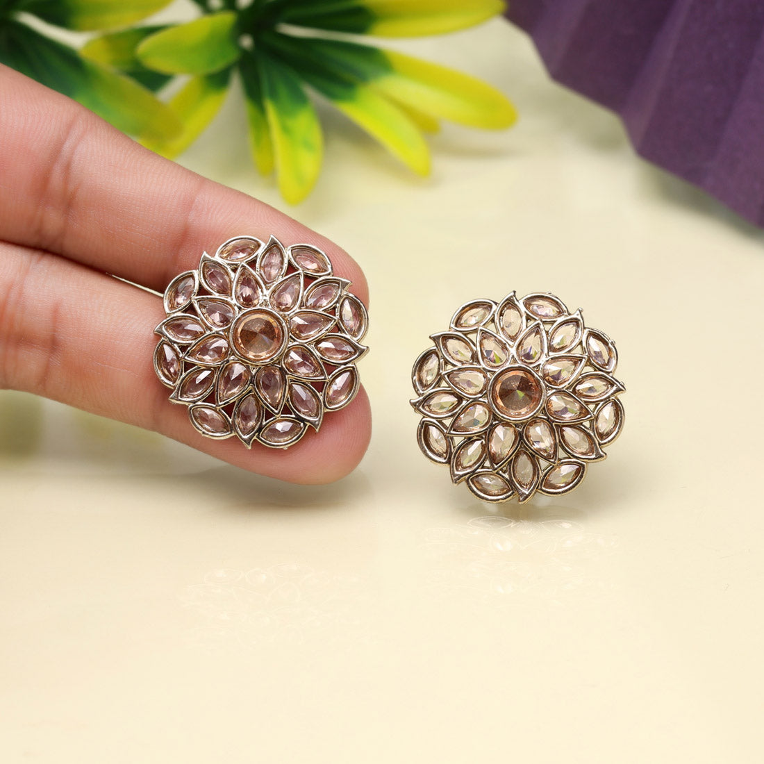 Deluxe Gold Color Tops Stud Earrings