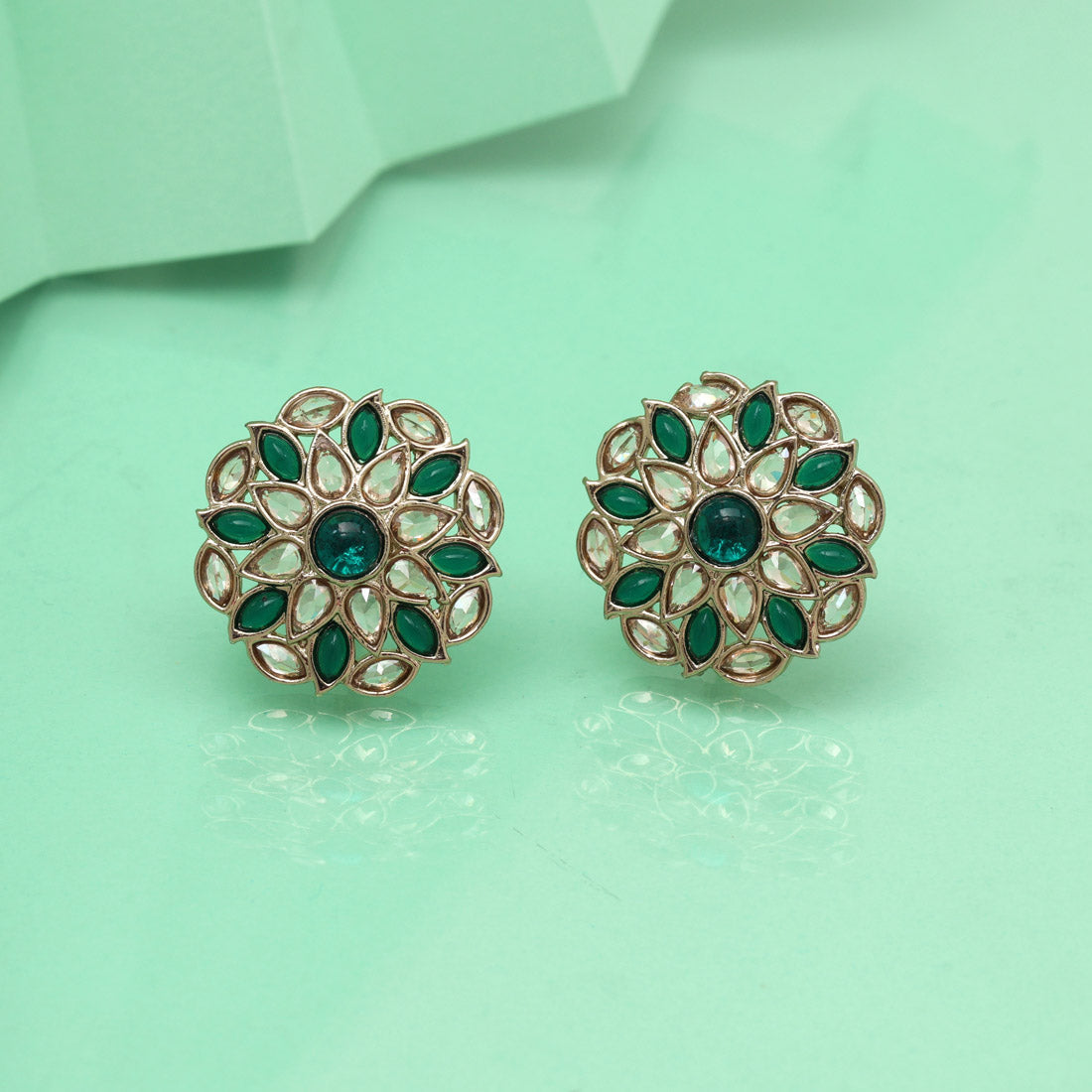 Spring Green Color Tops Stud Earrings