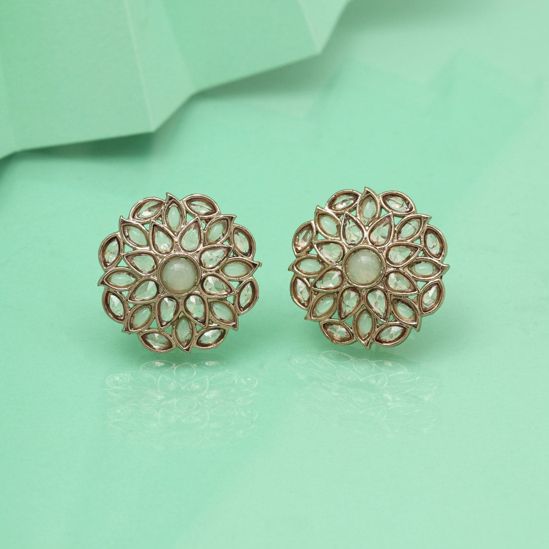 Fresh Pista Green Color Tops Stud Earrings
