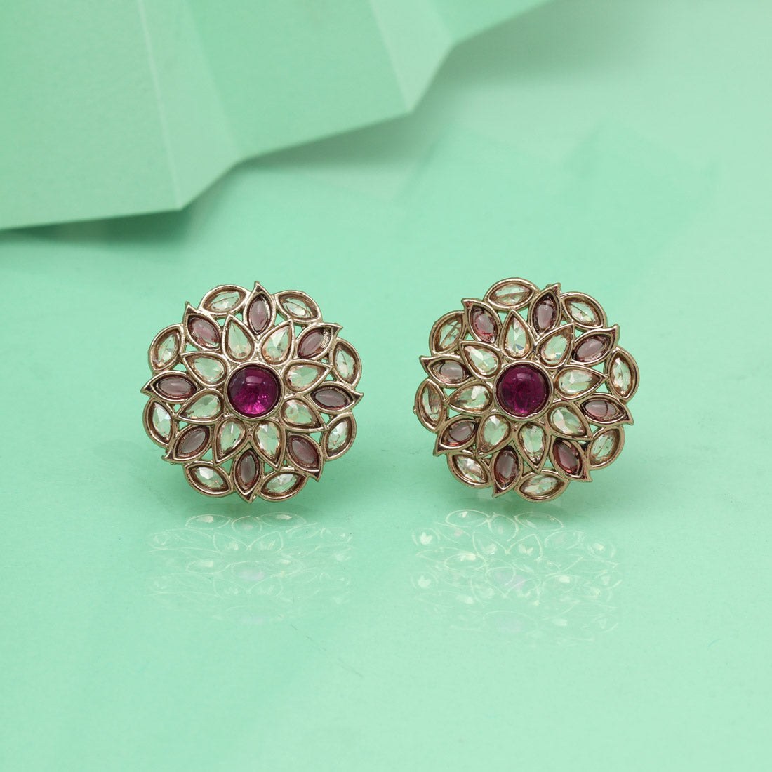 Bold Purple Color Tops Stud Earrings