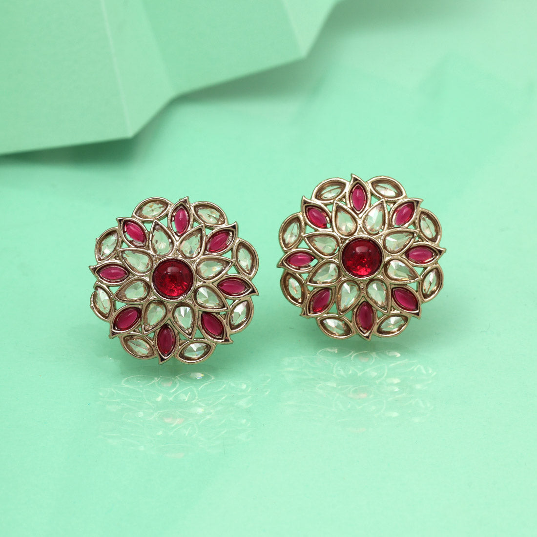 Hot Red Color Tops Stud Earrings
