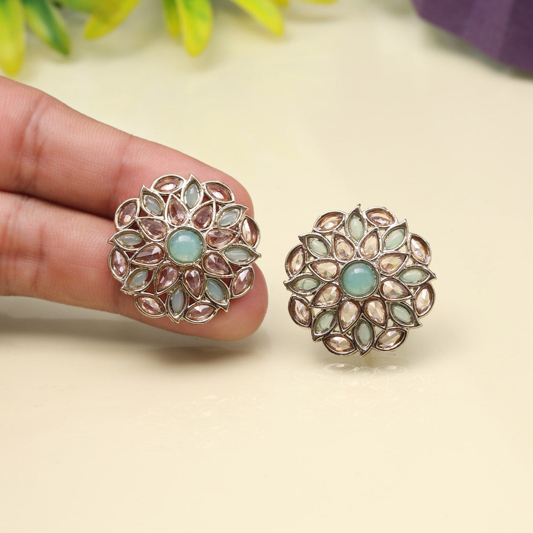 Cool Sky Blue Color Tops Stud Earrings