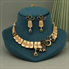 Green Color Matte Gold Necklace Set (TPLN625GRN)