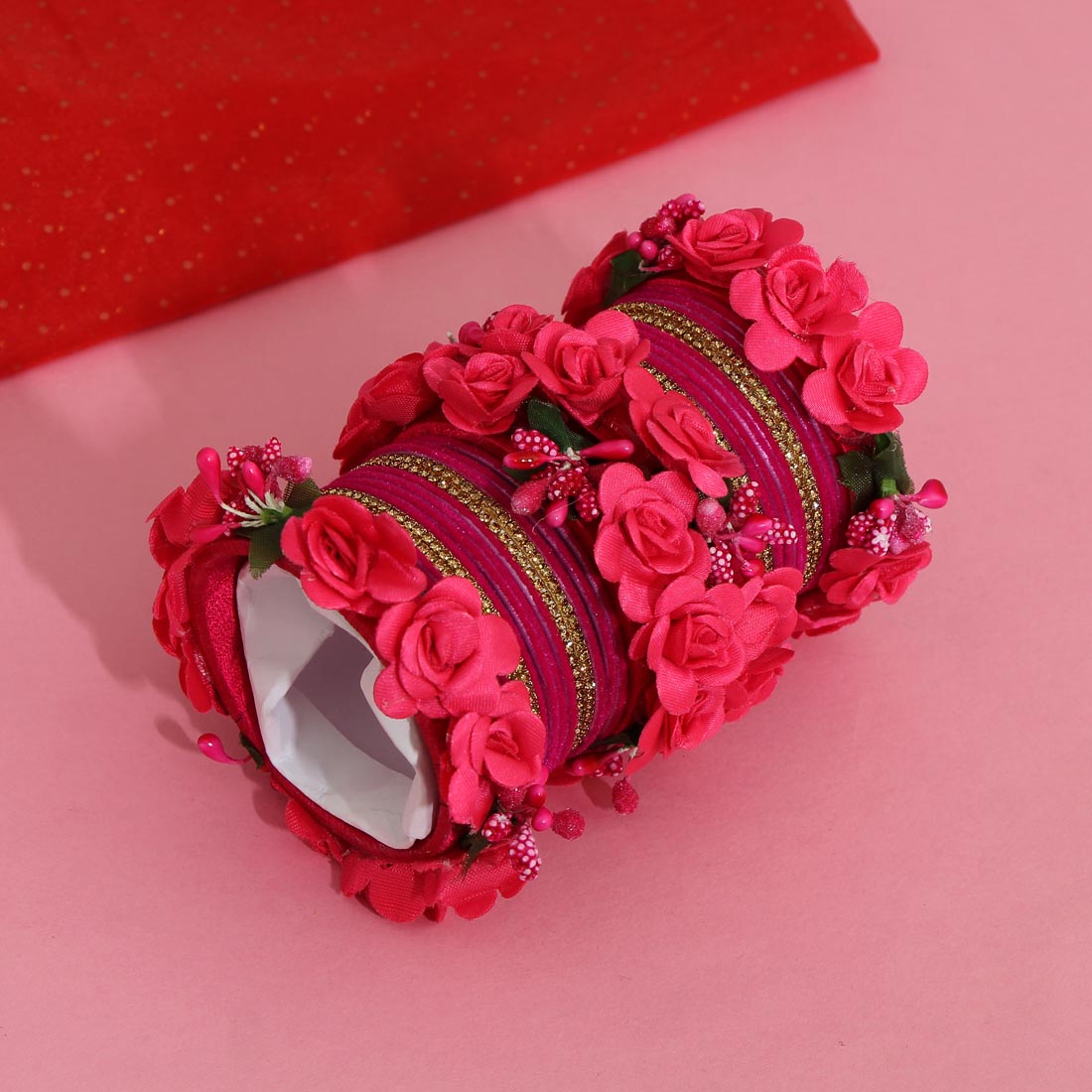 Rani Color Floral Bangles Set: 2.4 (TRB154RNI-2.4)