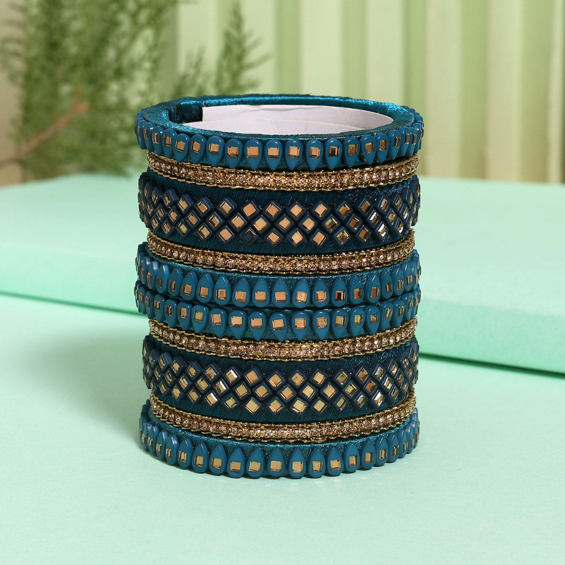 Rama Green Color Thread Bangle Set: 2.4 (TRB184RGRN-2.4)