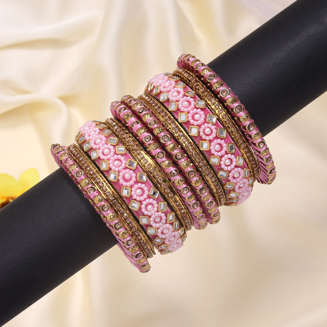 Pink Color Thread Bangle Set: 2.4 (TRB187PNK-2.4)
