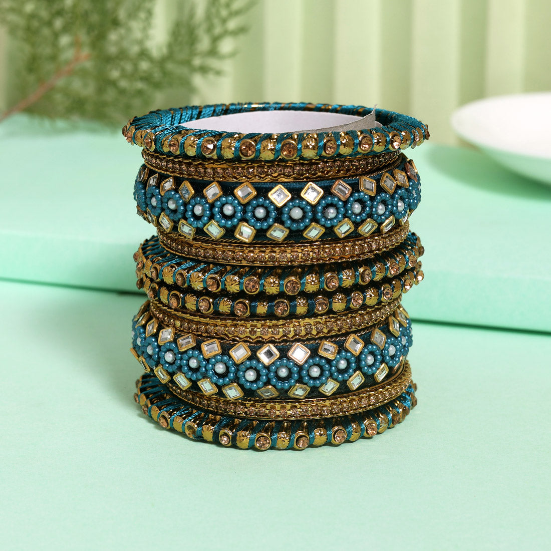 Rama Green Color Thread Bangle Set: – Eindiawholesale