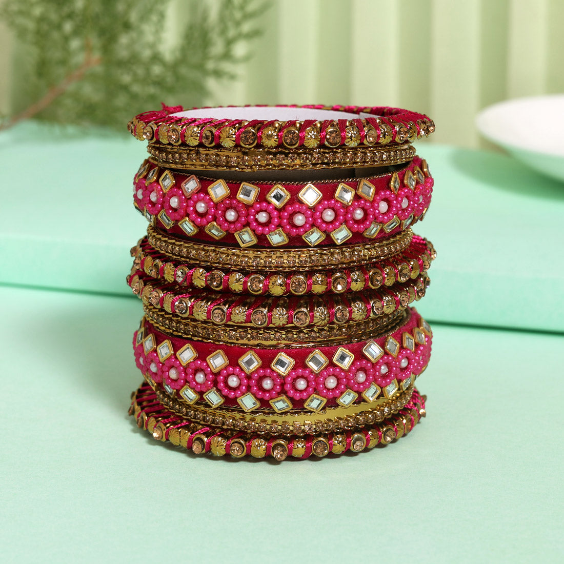 Rani Color Thread Bangle Set: 2.4 (TRB187RNI-2.4)