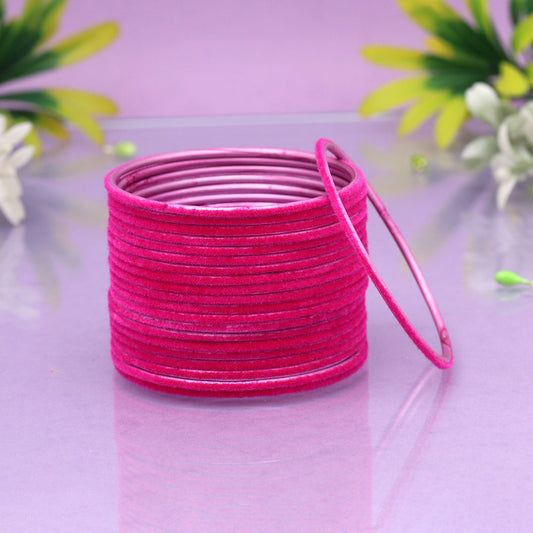Rani Color Velvet Work Bangle Set: 2.4