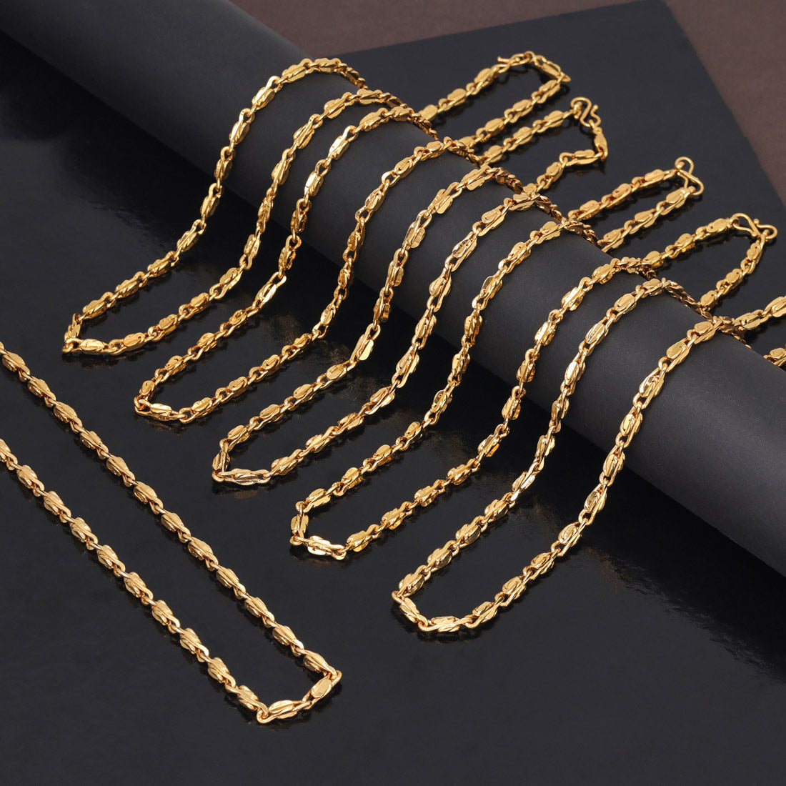 6 Pieces Of Gold Plated Chain Necklace (Mala) (TRDN137CMB)