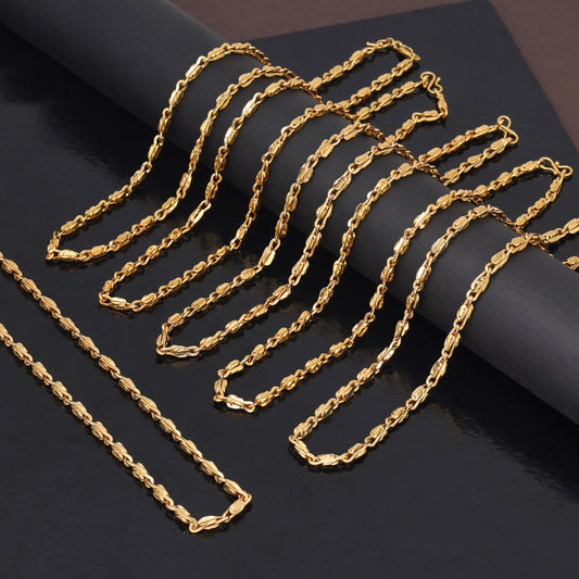 6 Pieces Of Gold Plated Chain Necklace (Mala) (TRDN137CMB)