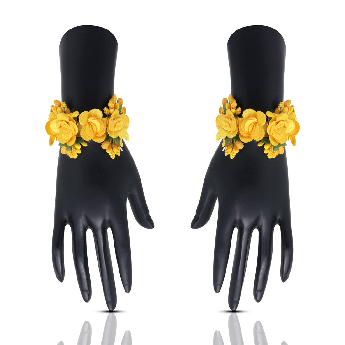 Yellow Color Synthetic Rose Floral Bridal Set (TRN1781YLW)