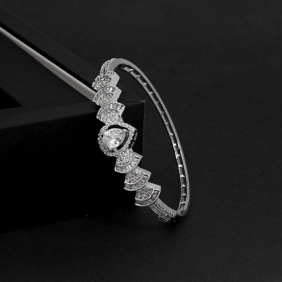 Silver Color American Diamond Brass Bracelet (ADB115SLV)