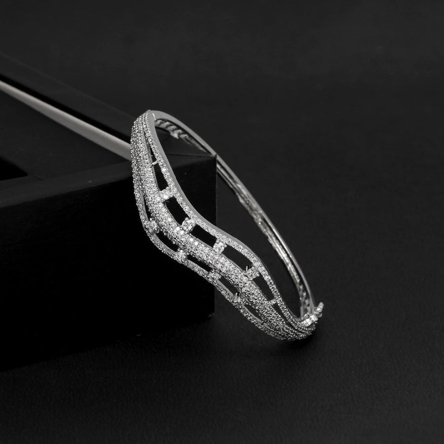 Silver Color American Diamond Brass Bracelet (ADB125SLV)